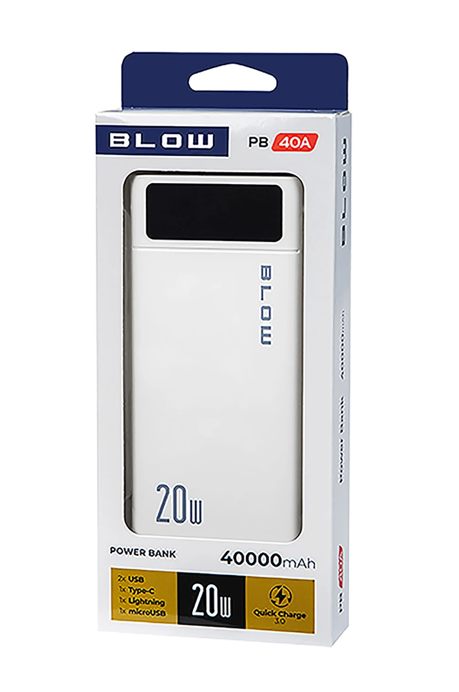 ПАВЕР БАНК (POWER BANK) BLOW 40000MAH 3XUSB ШВИДКА ЗАРЯДКА QC 3.0 PD 20W PB40A