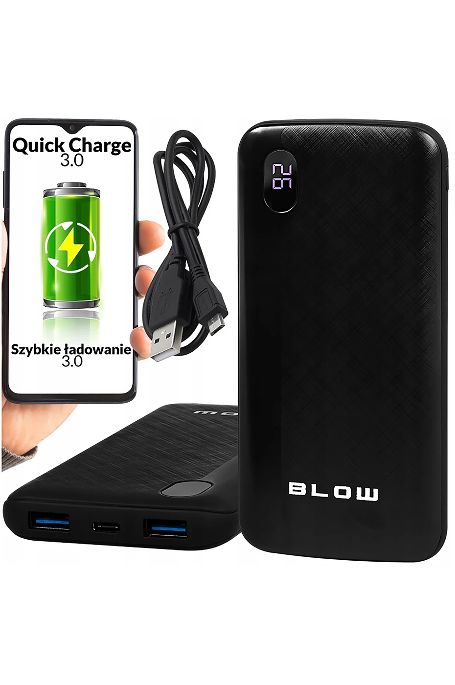 ПАВЕР БАНК (POWER BANK) BLOW 20000MAH 3XUSB ШВИДКА ЗАРЯДКА PB20D 20W