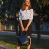 Блузка в дрібний горошок з регульованим 3/4 рукавом біла Roza