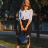 Блузка в дрібний горошок з регульованим 3/4 рукавом біла Roza