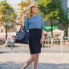 Синя блуза в принт шашечки Luxury
