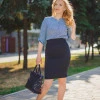 Синя блуза в принт шашечки Luxury