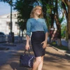 Синя блуза в принт шашечки Luxury