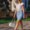 Блуза з коротким подвійним рукавом-крило з супер софта біла Фея