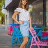 Блуза з коротким подвійним рукавом-крило з супер софта біла Фея