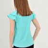 Блуза з коротким подвійним рукавом-крило з супер софта м'ятного кольору Фея