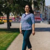 Блузка в монетку м'ятна великого розміру Емма