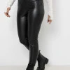 Теплі лосини на велюрі із еко-шкіри чорні Leggings