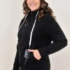 Чорна тепла кофта з начісом на блискавці з капюшоном