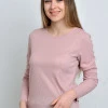 Жіночий лонгслів в рубчик пудрового кольору