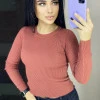 Жіночий лонгслів в рубчик кольору теракот
