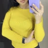 Жіночий лонгслів в рубчик жовтого кольору