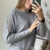 Джемпер з мереживним рукавом однотонний регланом Newstar сірий