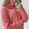 Однотонний светр з відворотом і спущеним плечем N.Every Day кораловий