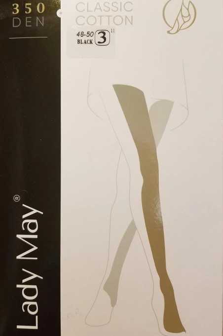 Класичні жіночі бавовняні колготки Lady May Cotton 350den Чорного кольору