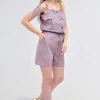 Однотонний комбінезон-шорти з льону Max Mara ліловий Korsika