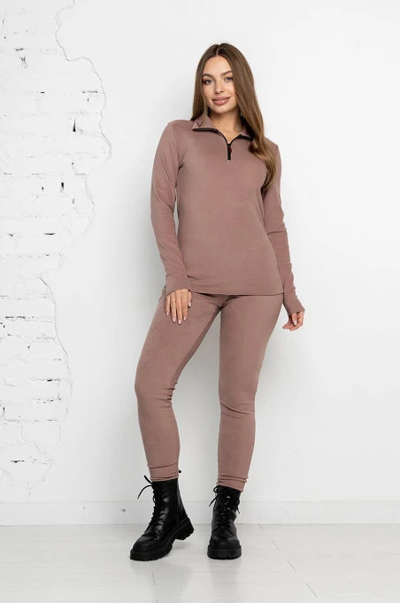 Обтягуючий теплий костюм Puma пудровий