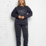 Антрацитовий теплий костюм без капюшона з вишивкою Rose 476