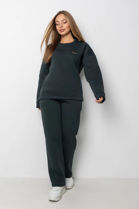Теплий спортивно-прогулянковий костюм London малахітовий
