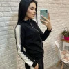Прогулянковий костюм в спортивному стилі з лампасами декорованими стрічкою з люрексом чорний Vincenove