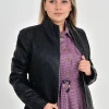 Шкіряна куртка Spark-2 зі стійкою коміром чорна