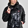 Чорна куртка з червоною підкладкою демісезонна з плащової тканини Moncler на блискавці та липучках