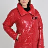 Червона куртка демісезонна з плащової тканини Moncler на блискавці та липучках