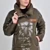 Куртка кольору хакі демісезонна з плащової тканини Moncler на блискавці та липучках