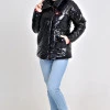 Чорна куртка з червоною підкладкою демісезонна з плащової тканини Moncler на блискавці та липучках