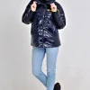Темно-синя куртка демісезонна з плащової тканини Moncler на блискавці та липучках