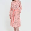 Розкльошена сукня приталена широкою гумкою і поясом рожева Iris