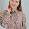 Сукня плісована під пояс кольору мокко в принт краплі Natali