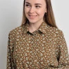 Сукня-сорочка з платяного крепу в шоколадний квітковий принт з поясом Donna