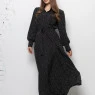 Чорна сукня з довгим рукавом в горошок Venera