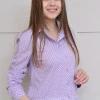 Коротка сорочка в горошок з довгим рукавом та утяжкой лавандового кольору Zefir