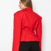 Червоний жакет - піджак на підкладі з об'ємними плечима Madlen