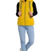 Жилетка Moncler на блискавці з капюшоном жовта Ж-15