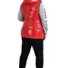 Жилетка Moncler на блискавці з капюшоном червона Ж-15