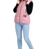 Жилетка Moncler на блискавці з капюшоном пудрова Ж-15