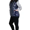 Жилетка Moncler на блискавці з капюшоном темно-синя Ж-15