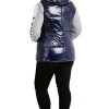 Жилетка Moncler на блискавці з капюшоном темно-синя Ж-15